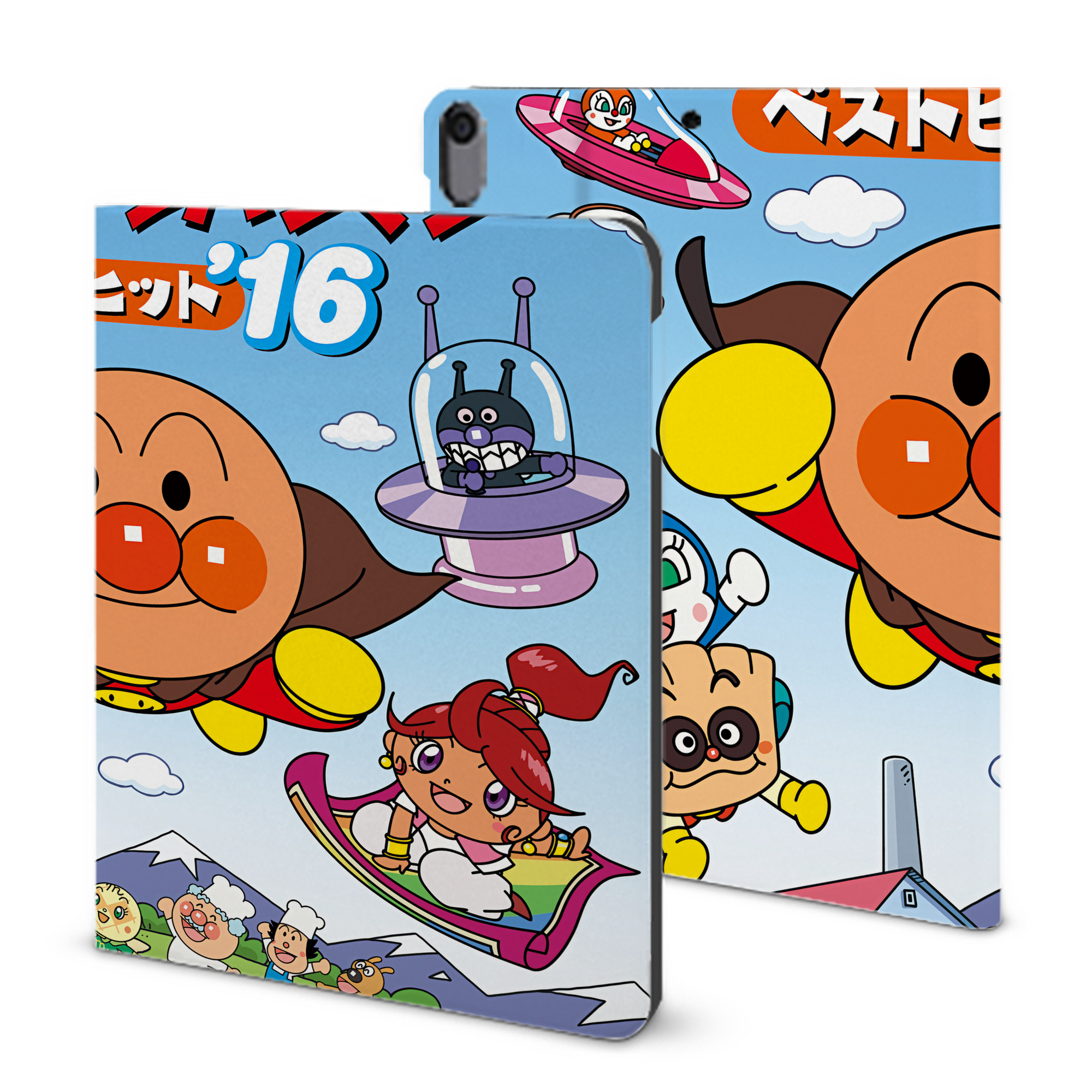 （画像用） アンパンマン Anpanman IPad ケース ブック型 PUレザー TPU 耐衝撃 軽量 薄型 ペン収納なし 全面保護 IPad 各モデル対応